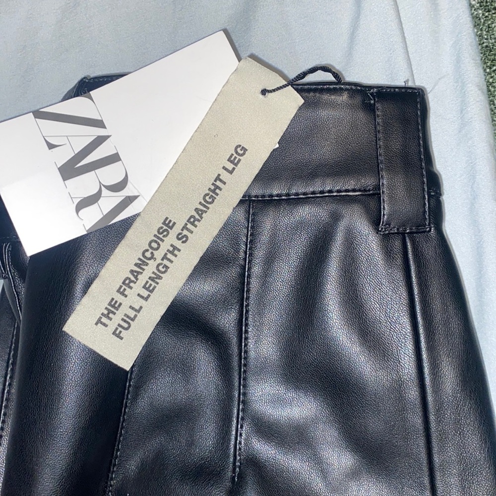 Zara Faux Leather Straight Leg Pant
